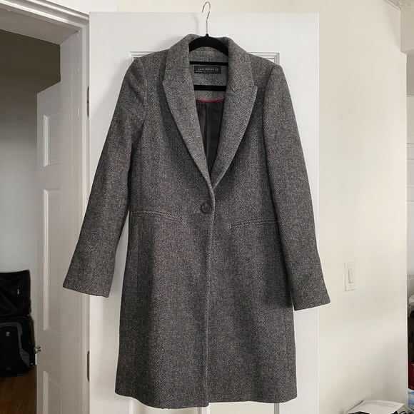 Zara Jackets & Blazers - Zara Women Gray Masculine Herringbone Coat XS